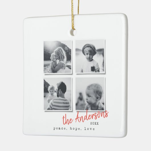 Moderne, minimale kerstvakantie keramisch ornament (Links)