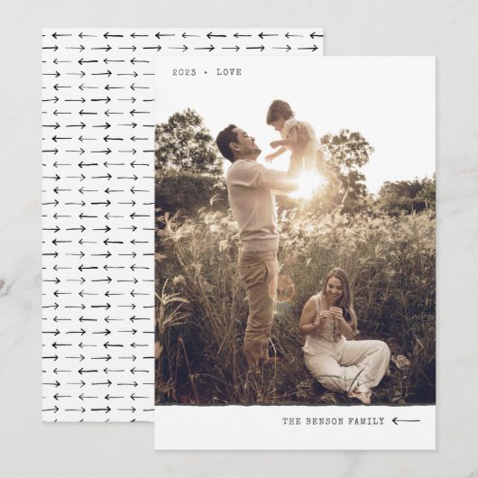 Moderne minimale kleeflaag — houtskool — verticaal feestdagenkaart (Voorkant / Achterkant)