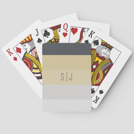 Moderne minimale kleurblok monogram personaliseren pokerkaarten (Achterkant)