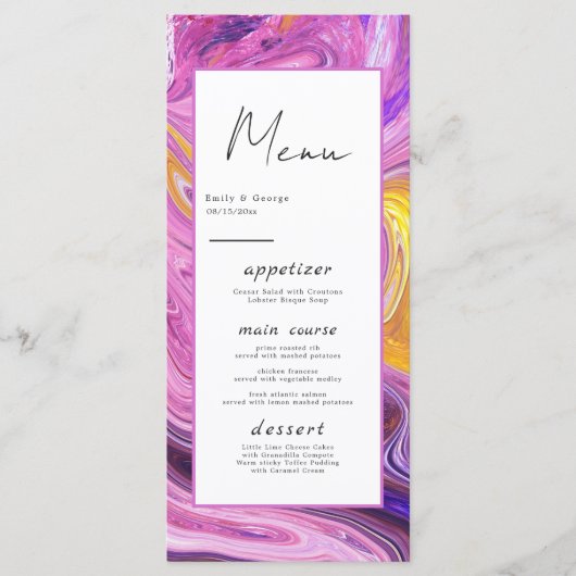 Moderne minimale kleurrijke Abstracte weduwschap Menu (Voorkant)