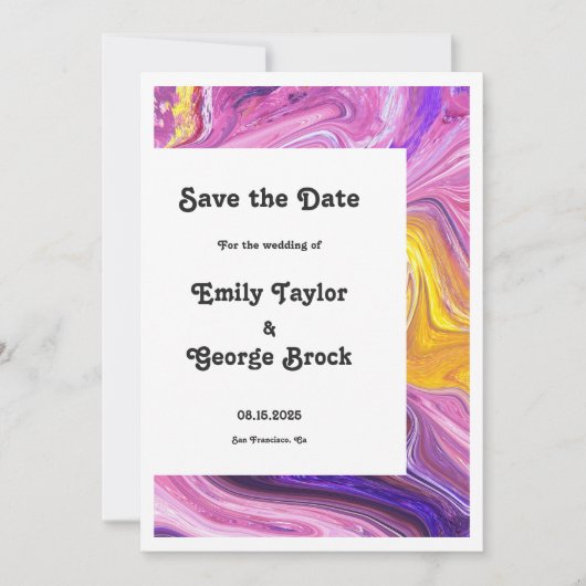 Moderne minimale kleurrijke Abstracte weduwschap Save The Date (Voorkant)