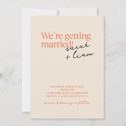 Moderne minimale kleurrijke | Beige Weddenschap Kaart (Voorkant)