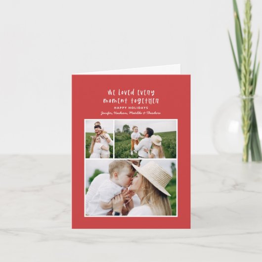 Moderne minimale kleurrijke familie kerstfoto feestdagen kaart (Voorkant)