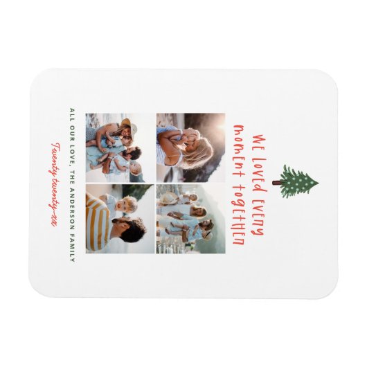 Moderne minimale kleurrijke familie kerstfoto magneet (Horizontaal)