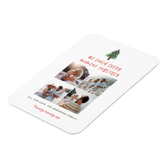 Moderne minimale kleurrijke familie kerstfoto magneet (Linkerzijde)