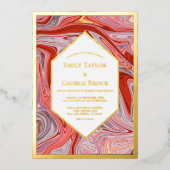 Moderne minimale kleurrijke Lava Abstract Weddensc Folie Uitnodiging (Voorkant)