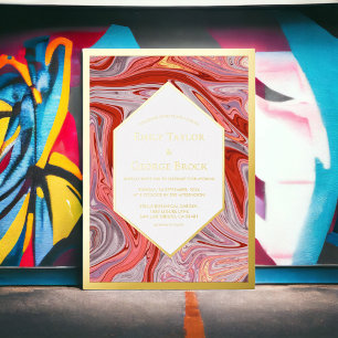 Moderne minimale kleurrijke Lava Abstract Weddensc Folie Uitnodiging