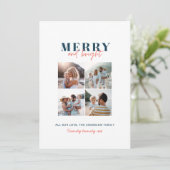 Moderne minimale kleurrijke leuke kerstfoto feestdagenkaart (Staand voorkant)