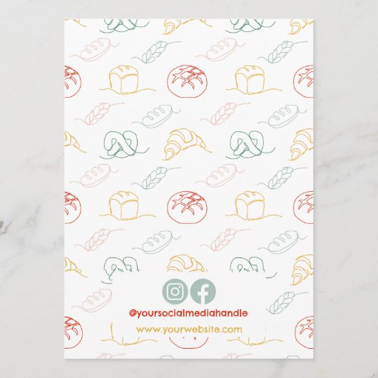 Moderne minimale kleurrijke menu bakkerij prijslij (Achterkant)