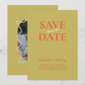 Moderne minimale kleurrijke Oranje groene bruiloft Kaart (Voorkant / Achterkant)