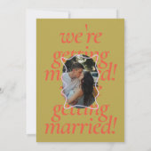 Moderne minimale kleurrijke Oranje groene bruiloft Kaart (Achterkant)