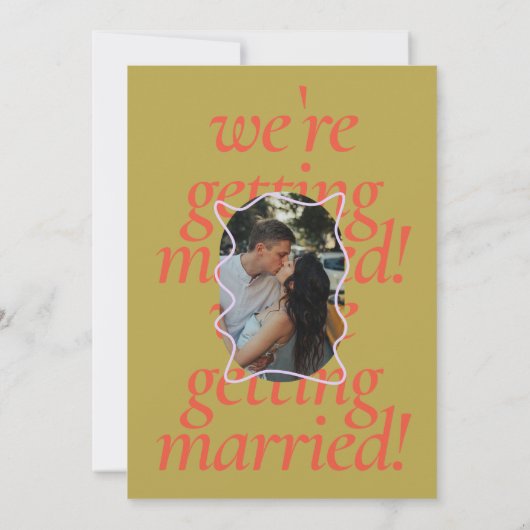 Moderne minimale kleurrijke Oranje groene bruiloft Kaart (Achterkant)