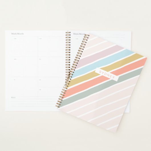 Moderne minimale kleurrijke regenboogstrips planner (Display)