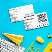 Moderne minimale krabbel zwart-wit QR-code Visitekaartje