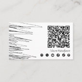 Moderne minimale krabbel zwart-wit QR-code Visitekaartje (Achterkant)