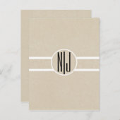 Moderne minimale Kraft rustieke Monogram Save the  Aankondigingskaart (Voorkant / Achterkant)
