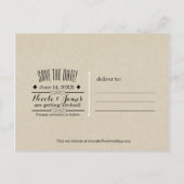 Moderne minimale Kraft rustieke Monogram Save the  Aankondigingskaart (Achterkant)