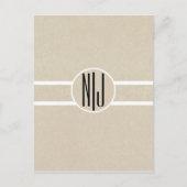 Moderne minimale Kraft rustieke Monogram Save the  Aankondigingskaart (Voorkant)