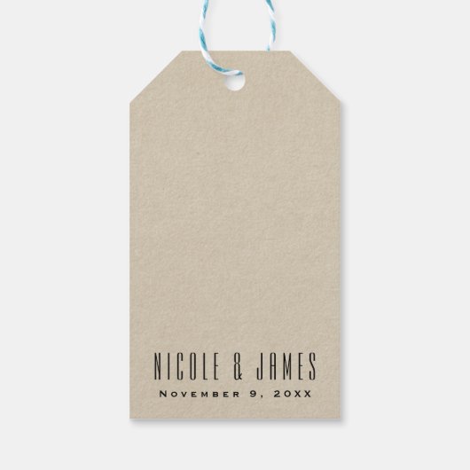 Moderne Minimale Kraft Rustieke Monogram Trouwfavo Cadeaulabel (Achterkant)