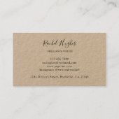 Moderne, minimale kraftpapierfreelance schrijver visitekaartje (Achterkant)