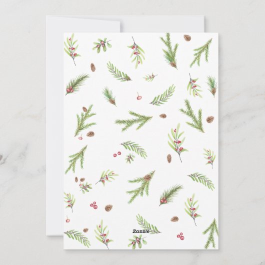 Moderne minimale krans met blad en schrift Kerstmi Feestdagenkaart (Achterkant)