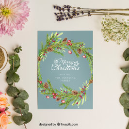 Moderne minimale krans met blad en schrift tekst K Feestdagenkaart