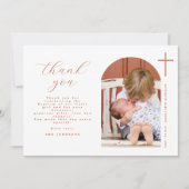 Moderne minimale kruisfoto doop bedankkaart (Voorkant)