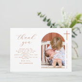 Moderne minimale kruisfoto doop bedankkaart (Staand voorkant)