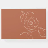 Moderne minimale kunst bloemperzik roest bruiloft gastenboek (Achterkant)