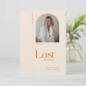 Moderne minimale "Last Fling" vrijgezellenfoto Kaart (Staand voorkant)