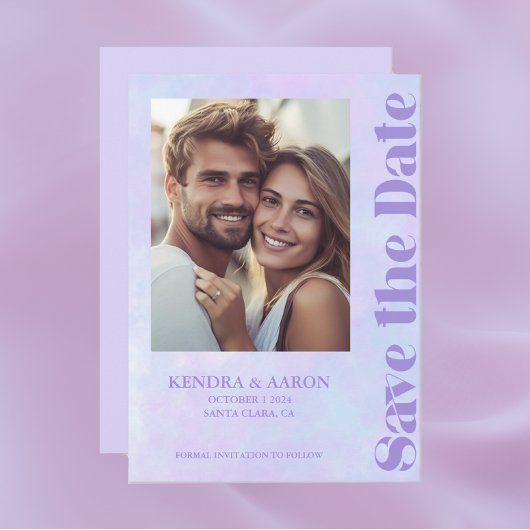 Moderne minimale lavendel bruiloft opslaan van de  kaart