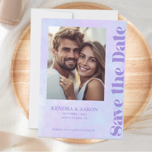 Moderne minimale lavendel bruiloft opslaan van de  kaart