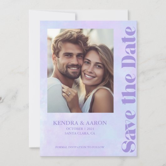 Moderne minimale lavendel bruiloft opslaan van de  kaart (Voorkant)