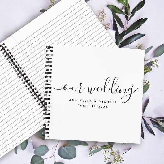 Moderne minimale legant calligraphy Wedding Guest Notitieboek