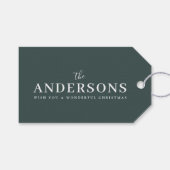 Moderne minimale legant | Donkere bosgroene naam Cadeaulabel (Voorkant (Horizontaal))