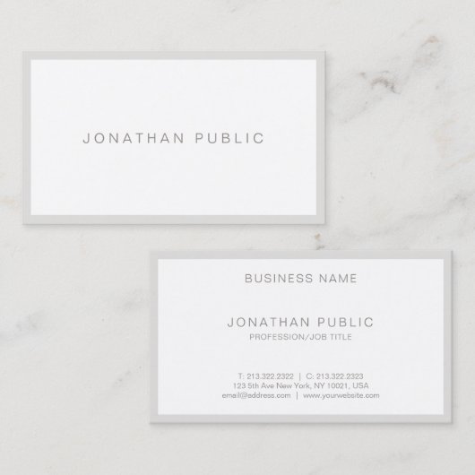 Moderne, minimale legant Plain Simple Luxury Visitekaartje (Voorkant / Achterkant)