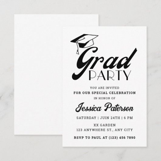 Moderne minimale legante Graduation Party Kaart (Voorkant / Achterkant)