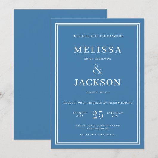 Moderne minimale legante klassieke bruiloft kaart (Voorkant / Achterkant)