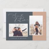 Moderne, minimale legante marine en foto van Tan T Save The Date (Voorkant)