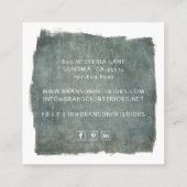 Moderne minimale leisteen groene sieraden ontwerpe vierkante visitekaartje (Achterkant)