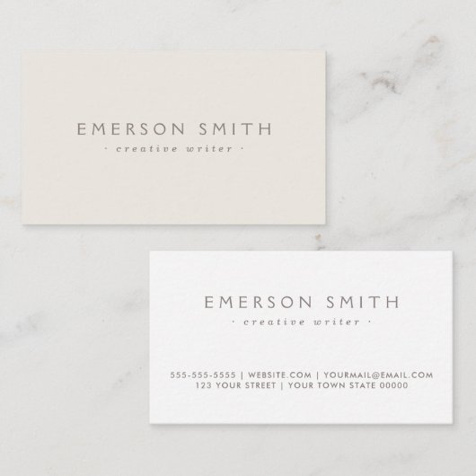 Moderne, minimale lichtbeige professionele profess visitekaartje (Voorkant / Achterkant)