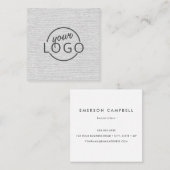Moderne minimale lichte grijze linnen, aangepast l vierkante visitekaartje (Voorkant / Achterkant)