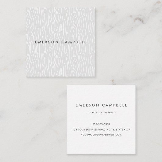 Moderne minimale lichtgrijze houten textuur vierkante visitekaartje (Voorkant / Achterkant)