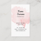 Moderne minimale lichtroze Waterverf Verticaal Visitekaartje (Achterkant)