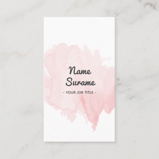Moderne minimale lichtroze Waterverf Verticaal Visitekaartje (Voorkant)