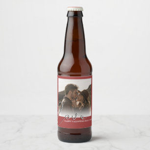 Moderne Minimale Liefde Foto Valentijnsdag Bier Etiket