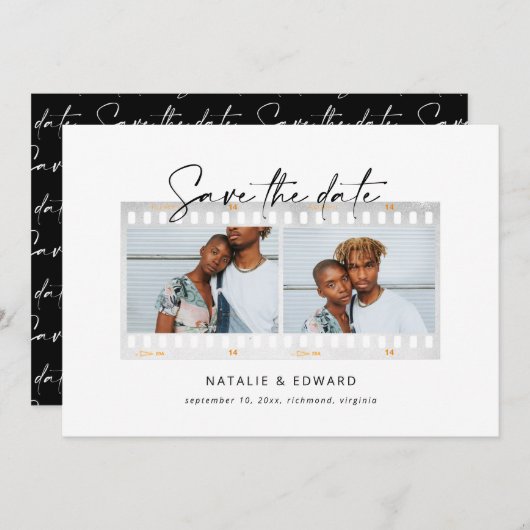 Moderne minimale lijst trouwfoto aankondiging (Voorkant / Achterkant)