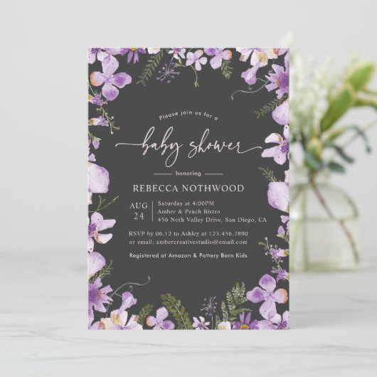 Moderne minimale Lila uitnodiging tot het indienen (Staand voorkant)