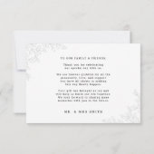 Moderne minimale links elegant foto-script huwelij bedankkaart (Achterkant)