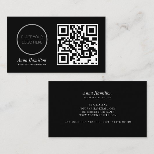 Moderne Minimale Logo QR Code van het Bedrijf van Visitekaartje (Voorkant / Achterkant)